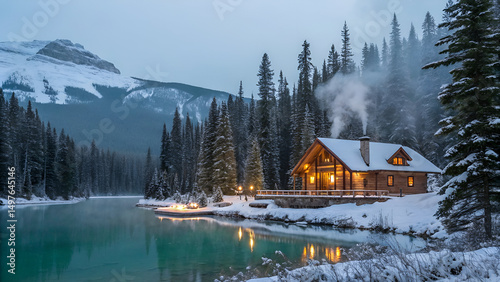 alberta, architecture, attractions, beautiful, blue, british columbia, cabin, canada, canadian rockies, cold, cottage, covered, destination, emerald lake, emerald lake lodge, famous, forest, glowing, 