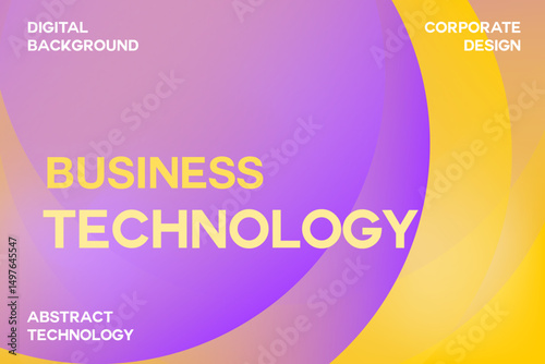 Abstract digital background, purple, yellow gradient shape. Tech corporate design, business technology for website banner, presentation