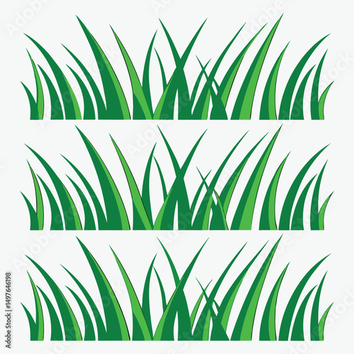 Abstract green flowing grass blades banner design