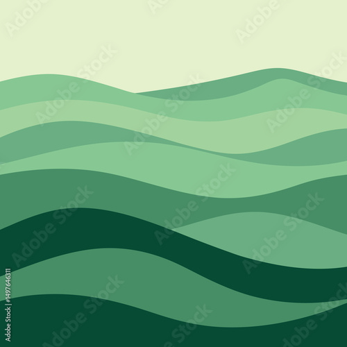 Layered green hills abstract landscape design