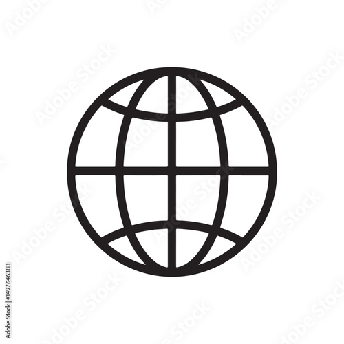 World Globe Vector Icon – Minimal Earth Symbol on White Background