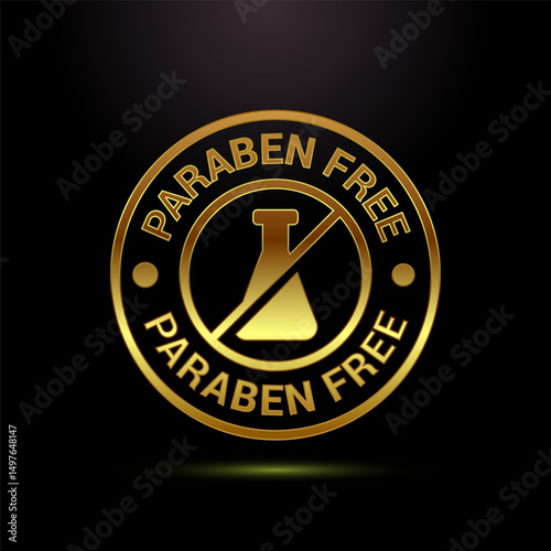 Paraben free icon design illustration in gold color style, suitable for product label sign