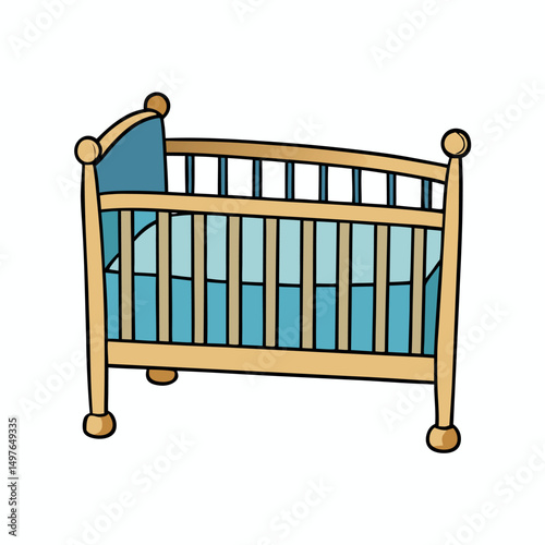 Baby crib illustration on white background