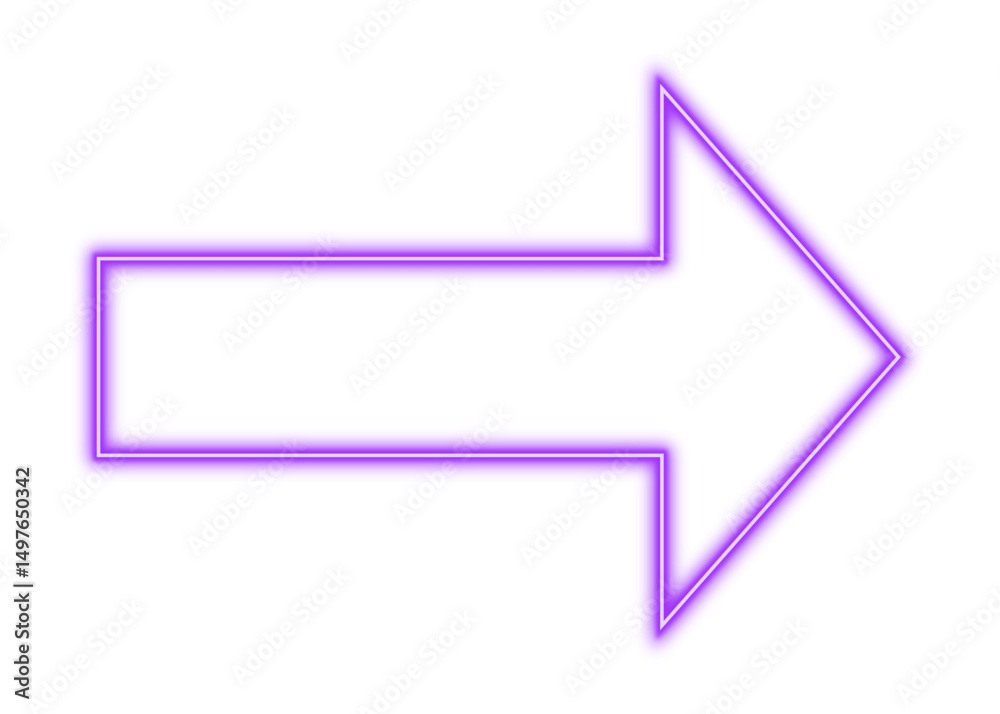 Neon violet arrow frame, vector illustration, on transparent background, png.