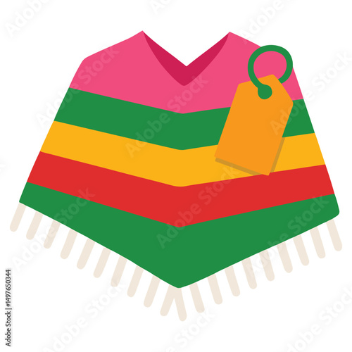 Christmas Fiesta Poncho illustration, Merry Christmas clipart, Christmas Fiesta Digital Design sublimation

