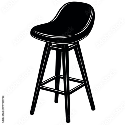 Clean silhouette of a high end bar stool with cross supports