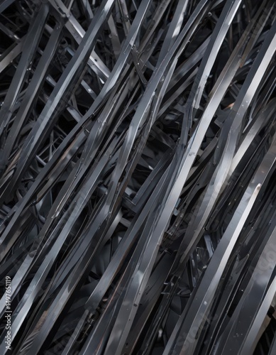 Sleek intersecting metal lines form geometric shapes  Abstract industrial background ,  abstract geometry,  overlay,  construction