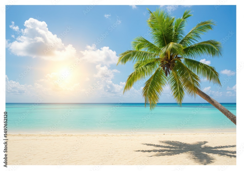 Fototapeta premium Palm tree on a beach isolated on transparent background