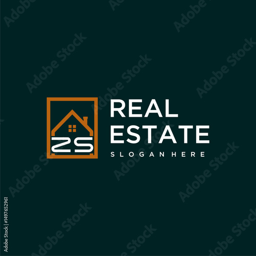 ZS letter monogram logo creative home real estate in square style design
