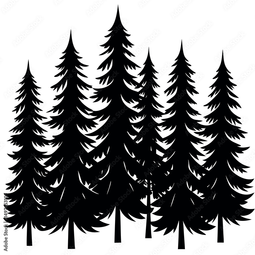 Obraz premium Silhouette design of a pine tree forest