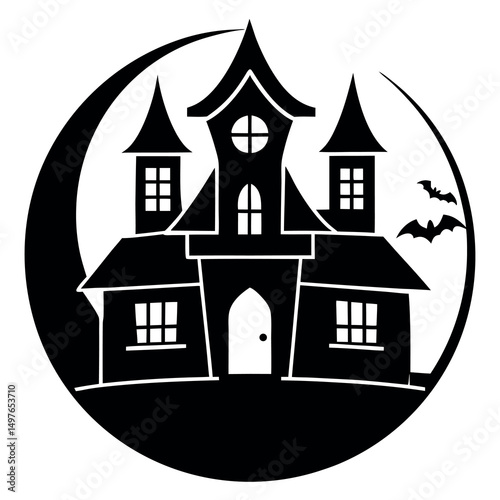 Haunted house icon flat and clean design for websites and apps