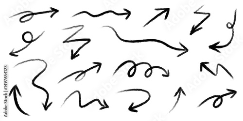 vector illustration of an abstract background- Hand drawn doodle texture brush lines and arrows icon vector illustration set