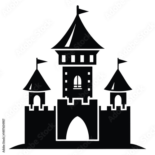 Medieval castle turret silhouette vector illustration