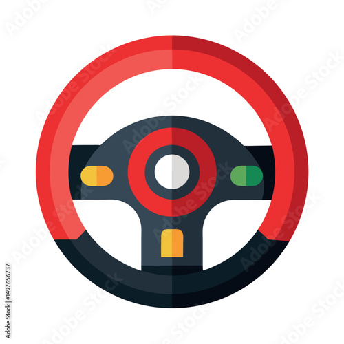 Racing wheel gaming instrument isolated on white background