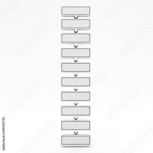 A blank mock business flow chart isolated on white.