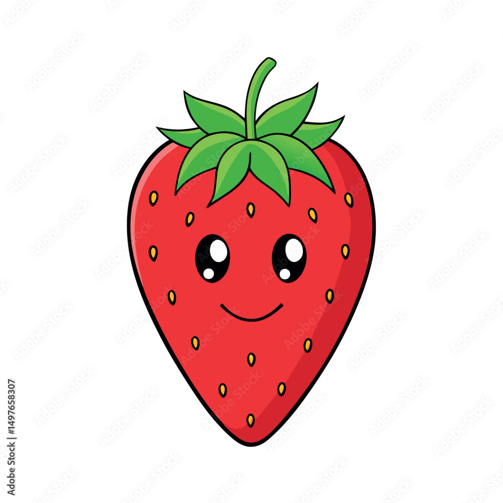 Obraz premium Isolated vector illustration of a single strawberry on white background
