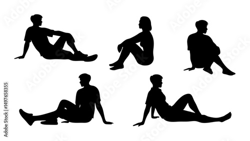 set of a group of business people sitting in various poses