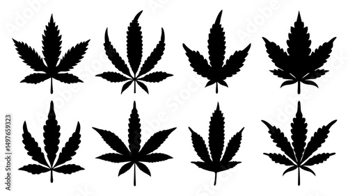 set of marijuana silhouette