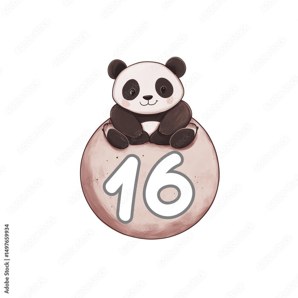 Obraz premium Panda Number Icon 