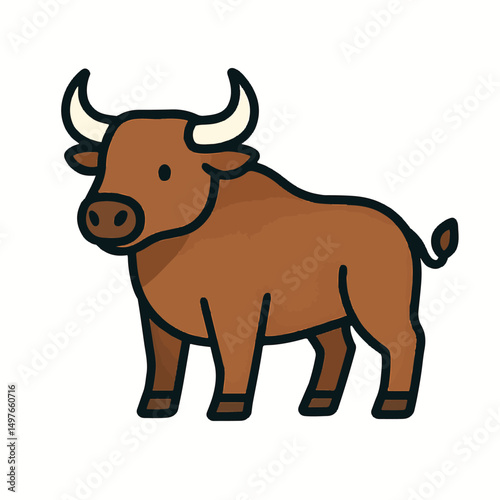 vector illustration of cartoon bull