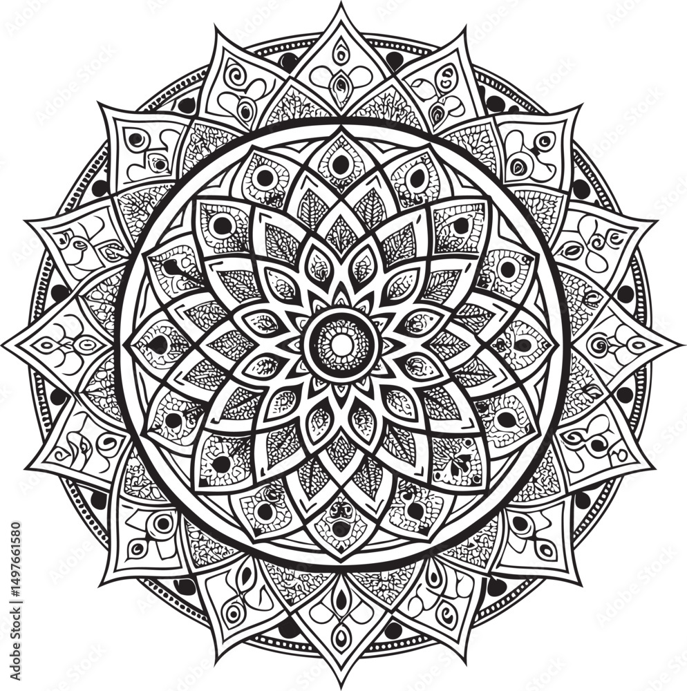 Obraz premium Intricate Black and White Mandala Design for Coloring