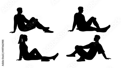 set of a group of business people sitting in various poses