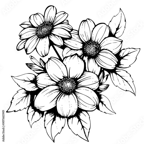 Wallpaper Mural black and white flower Torontodigital.ca