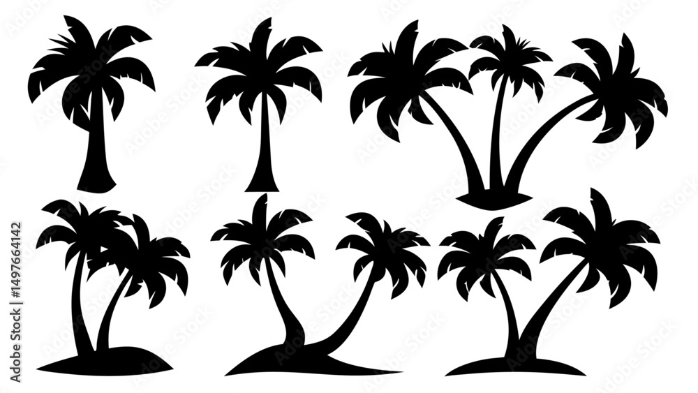 Obraz premium Set of plam tree silhouette