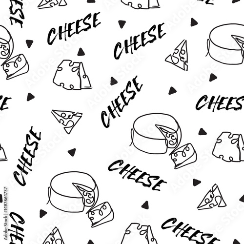 White Cheese Artisan Dairy Dream Seamless Pattern can be use for background and apparel design