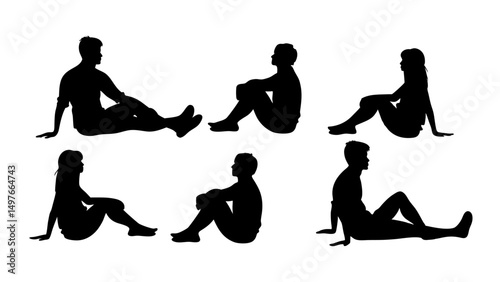 set of a group of business people sitting in various poses