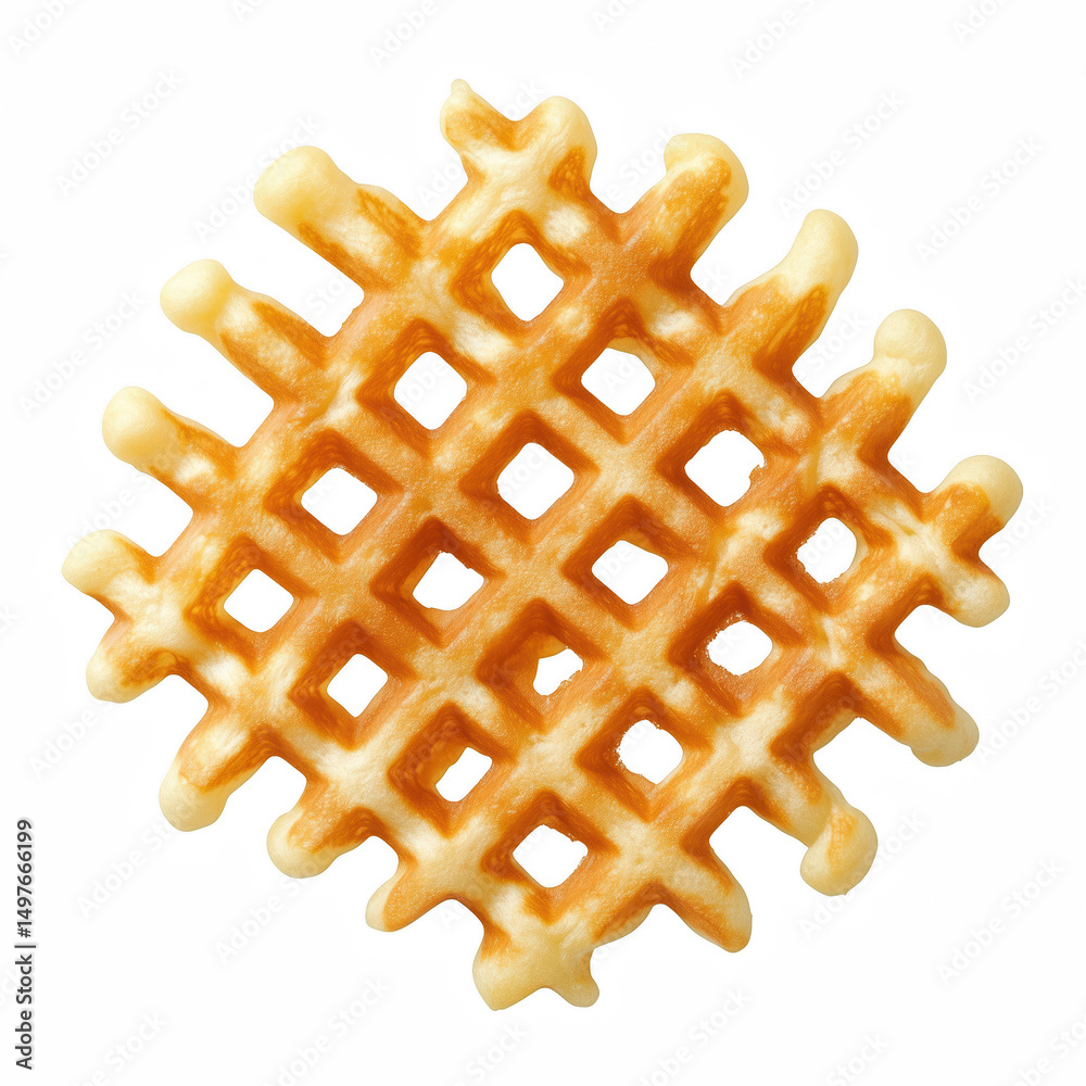 Crispy golden waffle top view isolated on transparent background. Crispy golden waffle top view isolated on transparent background.