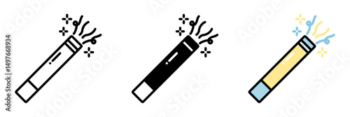 Party Popper is a handheld device that bursts confetti or streamers for fun, surprising party moments.