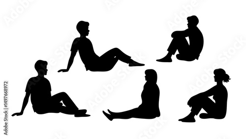 set of a group of business people sitting in various poses