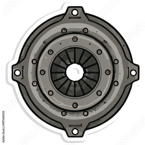 Detailed Illustration of a Car Clutch Plate Automotive Part Diagram