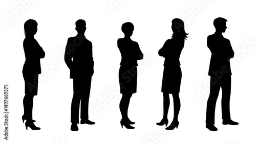 set of a group of standing business people