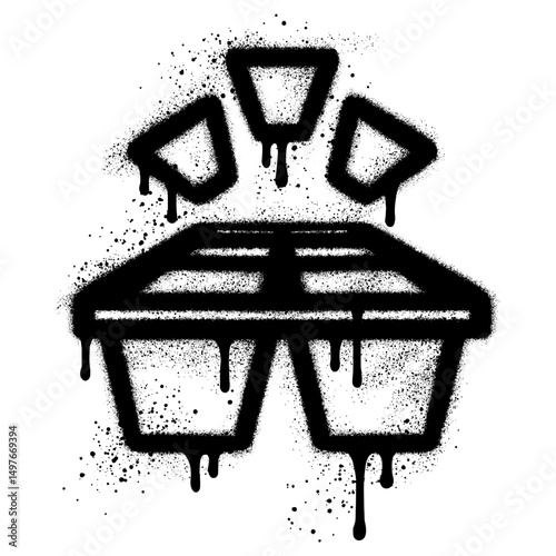 Ice cube graffiti with black spray paint.vector illustration.