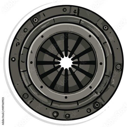 Detailed Illustration of a Car Clutch Disc Automotive Part Design