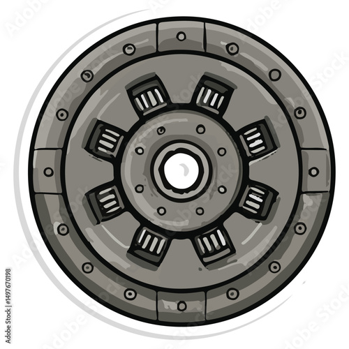 Detailed Illustration of a Car Clutch Plate Mechanical Engineering Design
