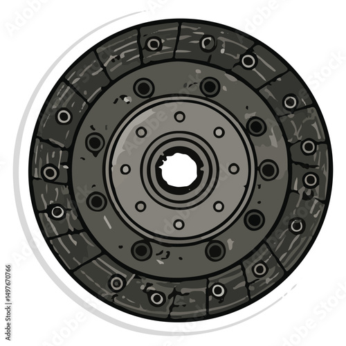 Worn-out Clutch Plate Automotive Illustration