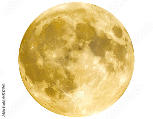 Golden full moon in the night sky