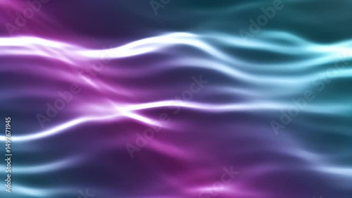 Cyan to Pink Gradient Waves with Glowing Edges – Elegant Futuristic Abstract Motion, Seamless Loop