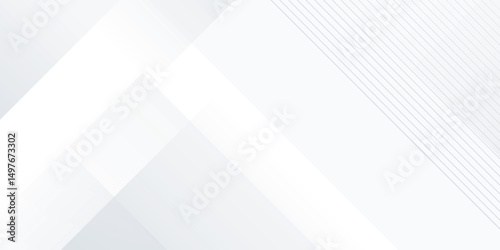 Modern abstract white backdrop with elegant shape design. Abstract white geometric shape background. Modern square shape graphic elements. Horizontal banner template.