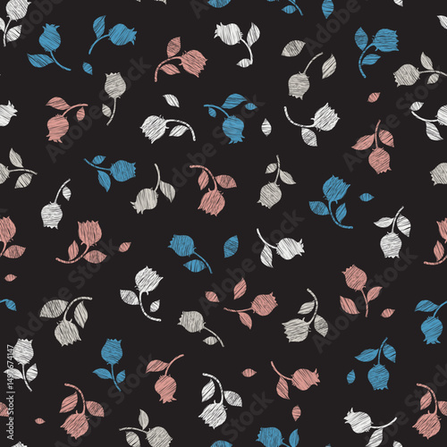 Abstract Tulip Twilight Waltz Pastel Blooms Pattern can be use for background and apparel design