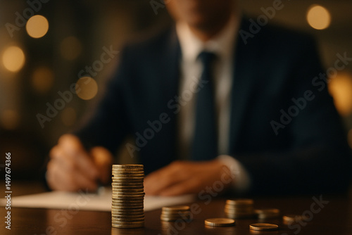 Wallpaper Mural businessman with coins Torontodigital.ca