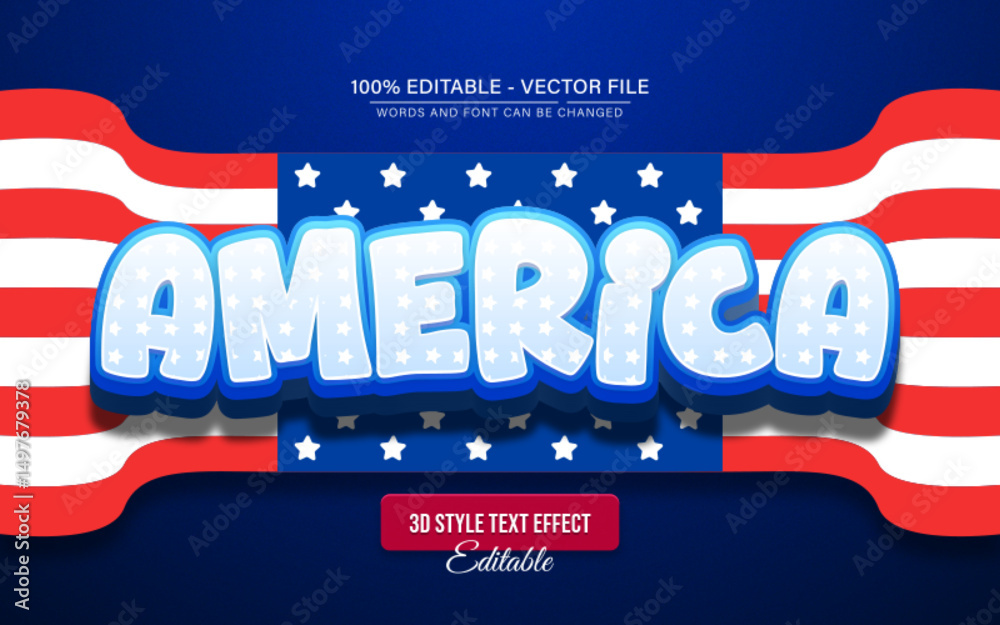 Naklejka premium Editable text effect america flag style Independence day