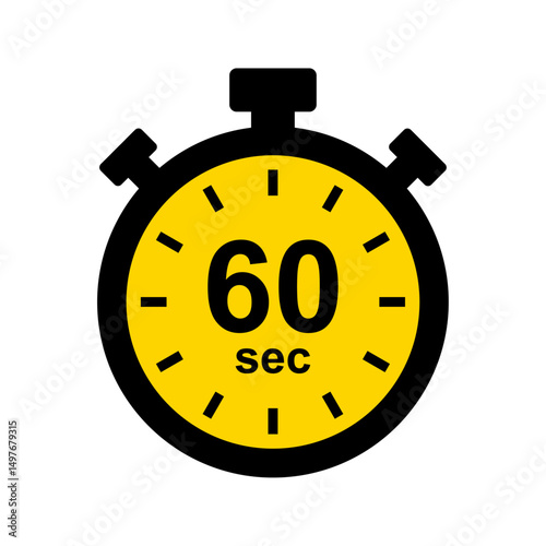 Stopwatch icon. 60 second timer