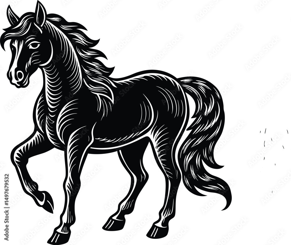 Fototapeta premium horse vector linocut