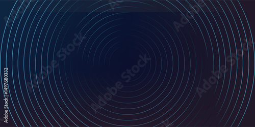 Blue abstract background with glowing circles. Swirl circular lines pattern. Geometric spiral. Twirl element. Modern graphic design. Futuristic technology concept.