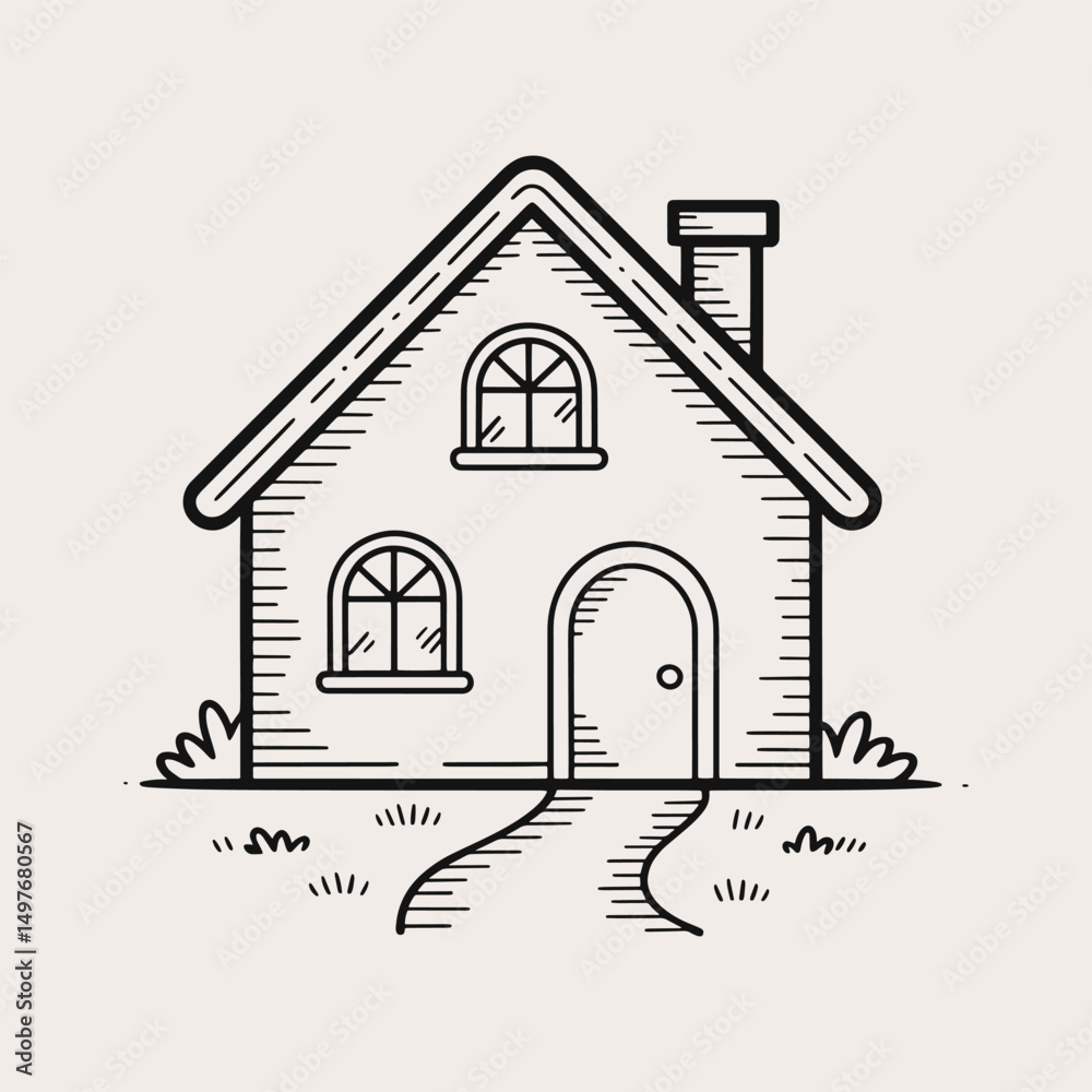 Fototapeta premium Hand drawing a house silhouette vector