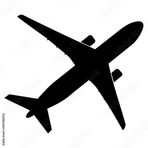 Black silhouette of commercial airplane vector image isolated